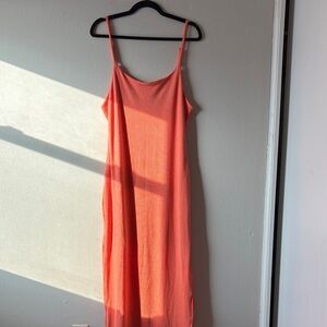 Vici Tyche Coral Ribbed Spaghetti Strap Dress